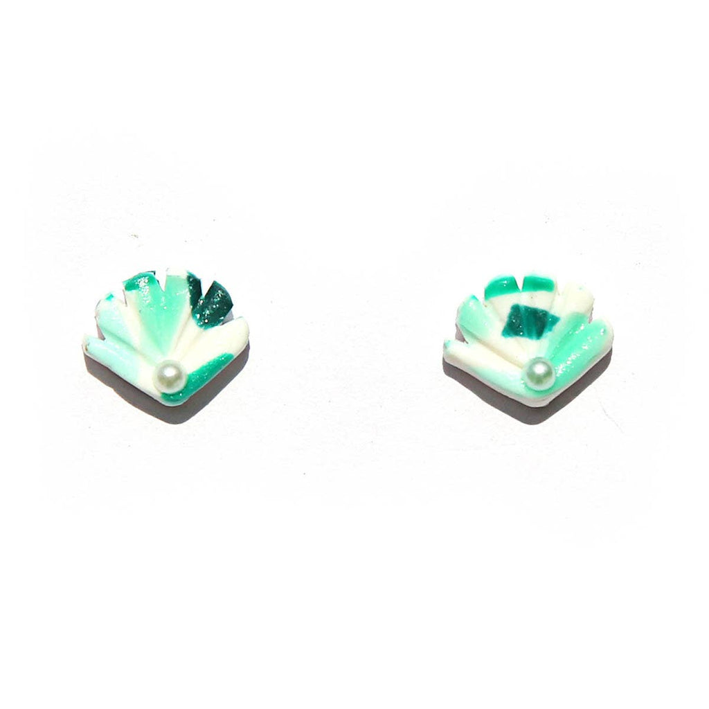 Kingston Jewellery / Green Terrazzo Shell Studs