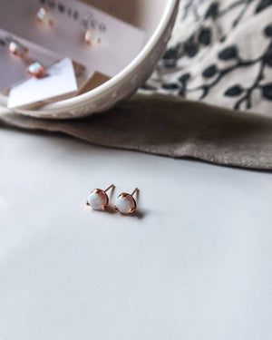 Bowie & Co / Opal Stud Earrings: Rose Gold
