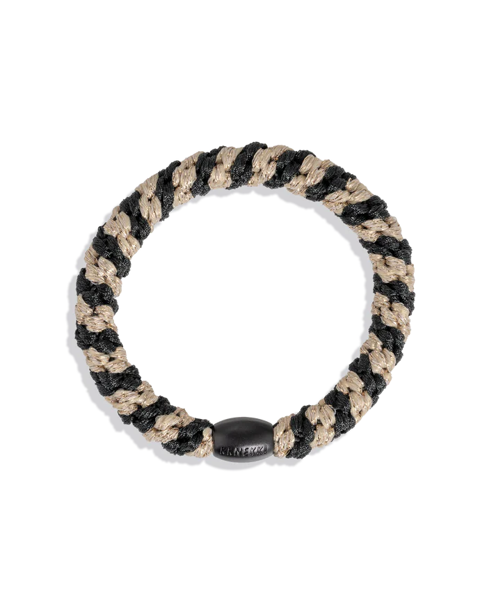 Kkneeki / Hair Tie - Black/ Beige Glitter Stripe