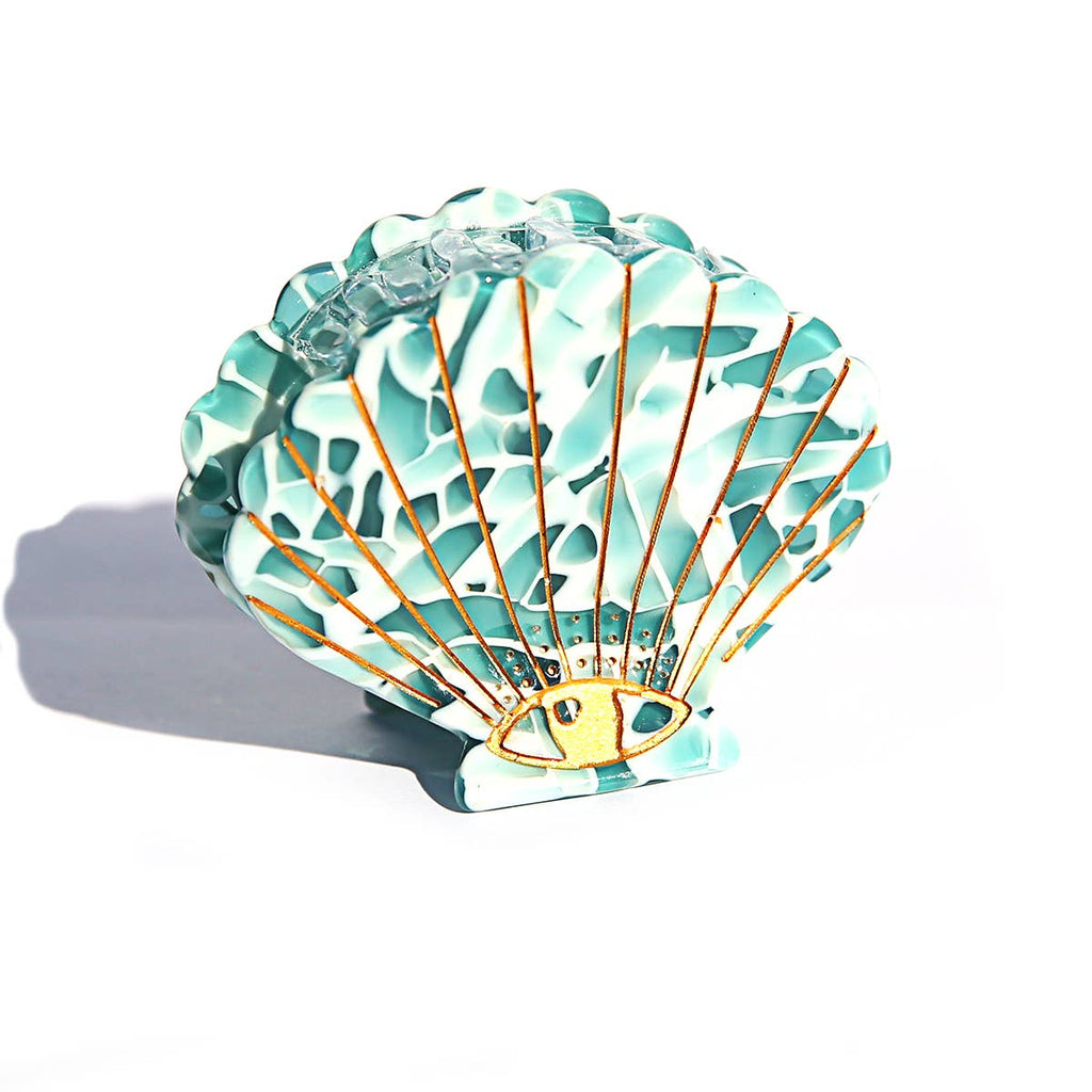 Kingston Jewellery / Teal Terrazzo Shell Clip