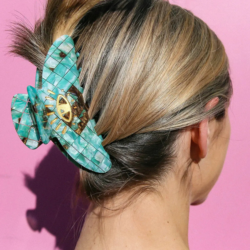Kingston Jewellery / Hair Claw Teal Check