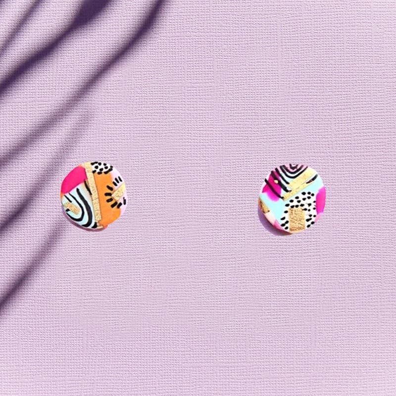 Kingston Jewellery / Handpainted Pink Studs