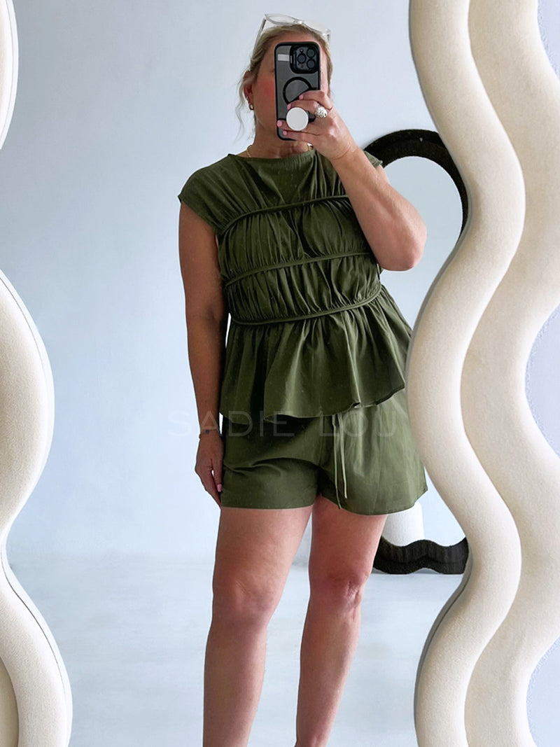 By Frankie / Sahara Breeze Shirred Short Set