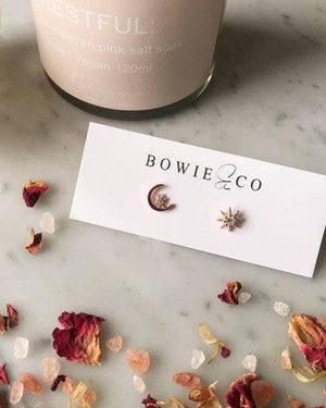 Bowie & Co / Soleil Rosa Sun & Moon Stud Earrings: Rose Gold