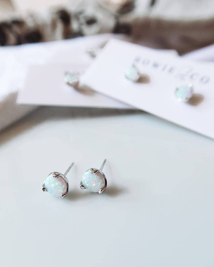 Bowie & Co / Opal Stud Earrings: Rose Gold