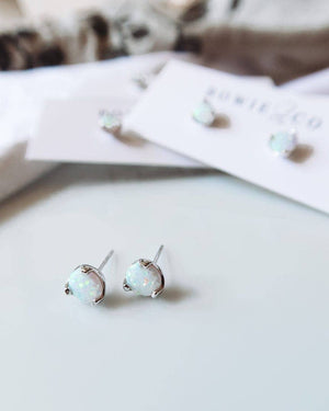 Bowie & Co / Opal Stud Earrings: Rose Gold
