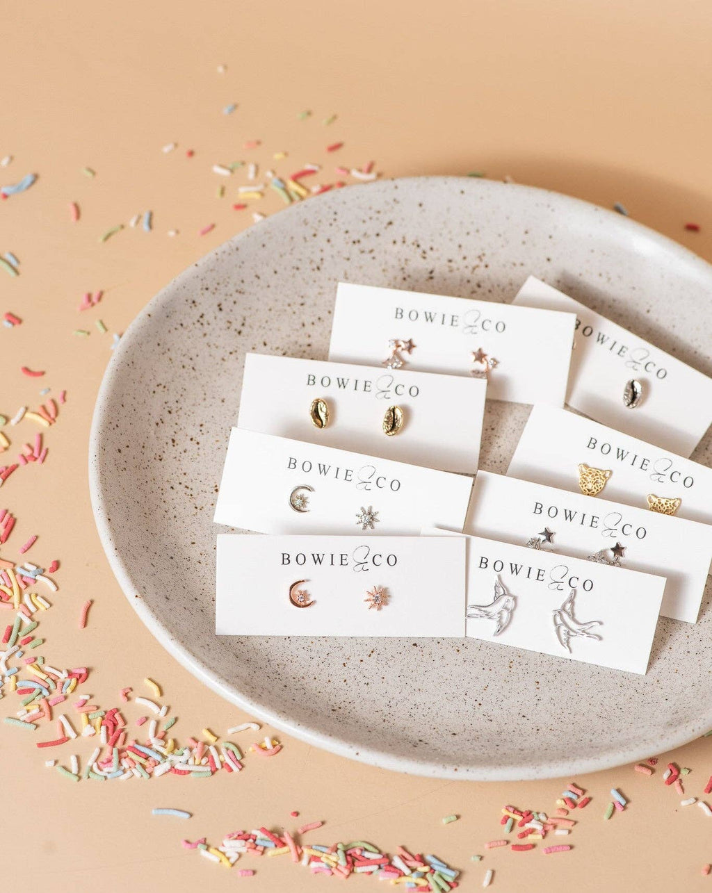 Bowie & Co / Soleil Rosa Sun & Moon Stud Earrings: Rose Gold