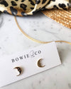 Bowie & Co / Crescent Moon Stud Earrings: Gold