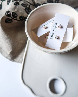 Bowie & Co / Opal Stud Earrings: Rose Gold