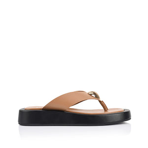 Verali / Bosley Platform Thongs - Dark Camel Tan