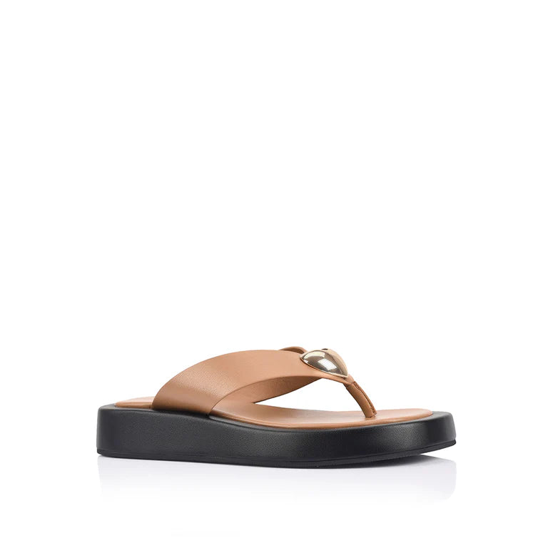 Verali / Bosley Platform Thongs - Dark Camel Tan
