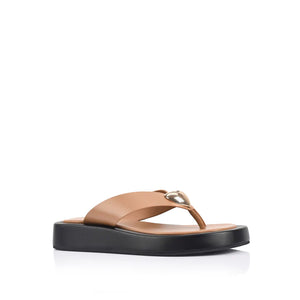 Verali / Bosley Platform Thongs - Dark Camel Tan