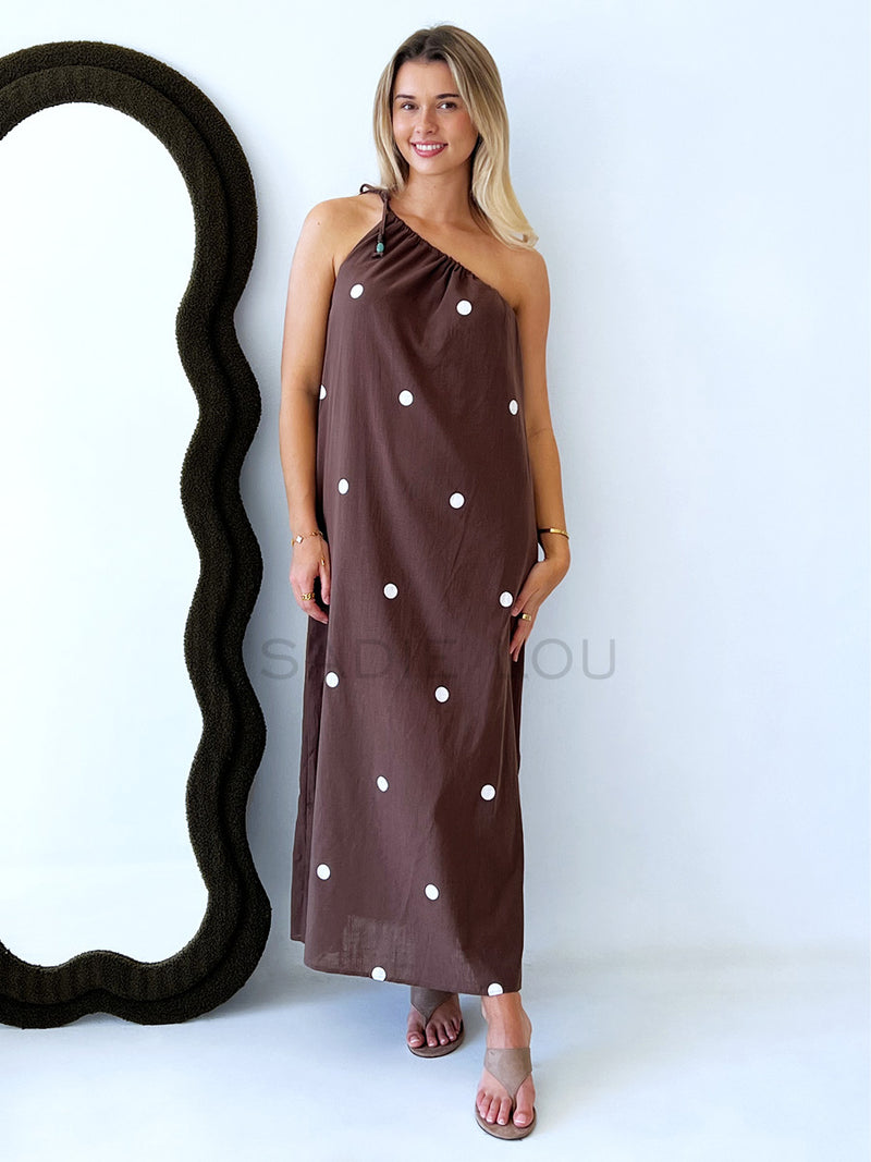 By Frankie / Aura Polka One Shoulder Dress