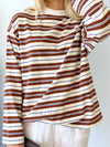 By Frankie / Lilah Stripe Long Sleeve - Blue, Brown and Beige