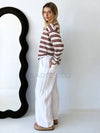 By Frankie / Lilah Stripe Long Sleeve - Blue, Brown and Beige