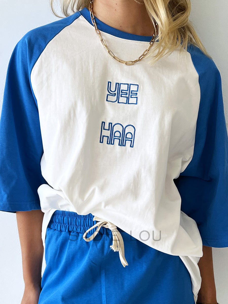 Cracker Day Club / Yee Haa Raglan Tee - Blue