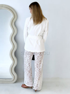 By Frankie / Milli Blazer Lace Pant Set - White