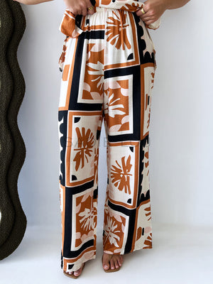 By Frankie / Hudson Tube Pant Set - Rust Palm