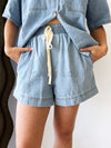 By Frankie / Elodie Denim Short Set - Light Blue Denim