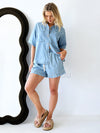 By Frankie / Elodie Denim Short Set - Light Blue Denim