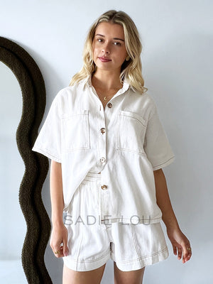 By Frankie / Elodie Denim Short Set - White