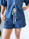 By Frankie / Elodie Denim Short Set - Dark Blue Denim