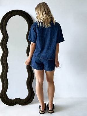 By Frankie / Elodie Denim Short Set - Dark Blue Denim