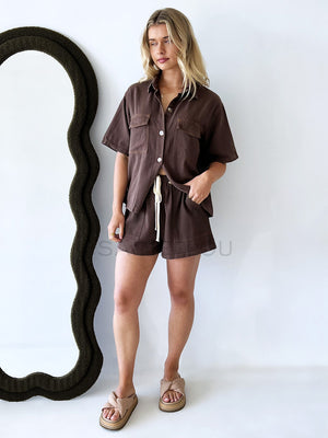 By Frankie / Elodie Denim Short Set - Choc