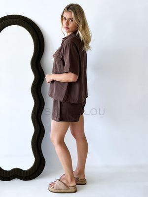 By Frankie / Elodie Denim Short Set - Choc