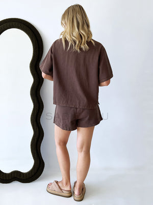 By Frankie / Elodie Denim Short Set - Choc