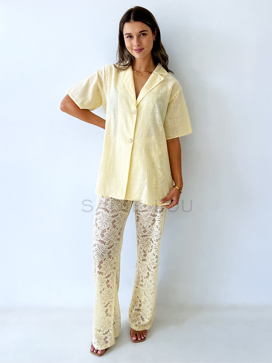 By Frankie / Belle Lace Pant Set - Butter