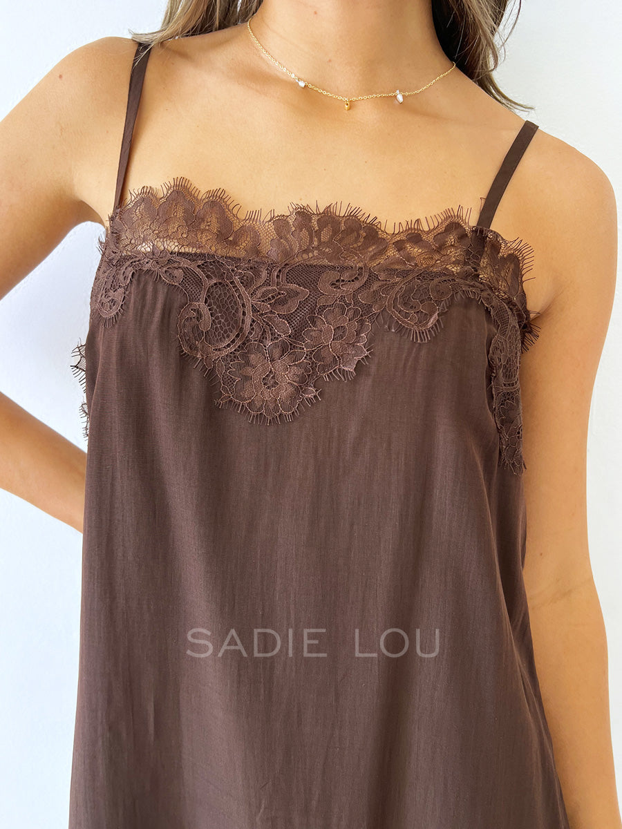 By Frankie / Sia Slip Dress - Choc