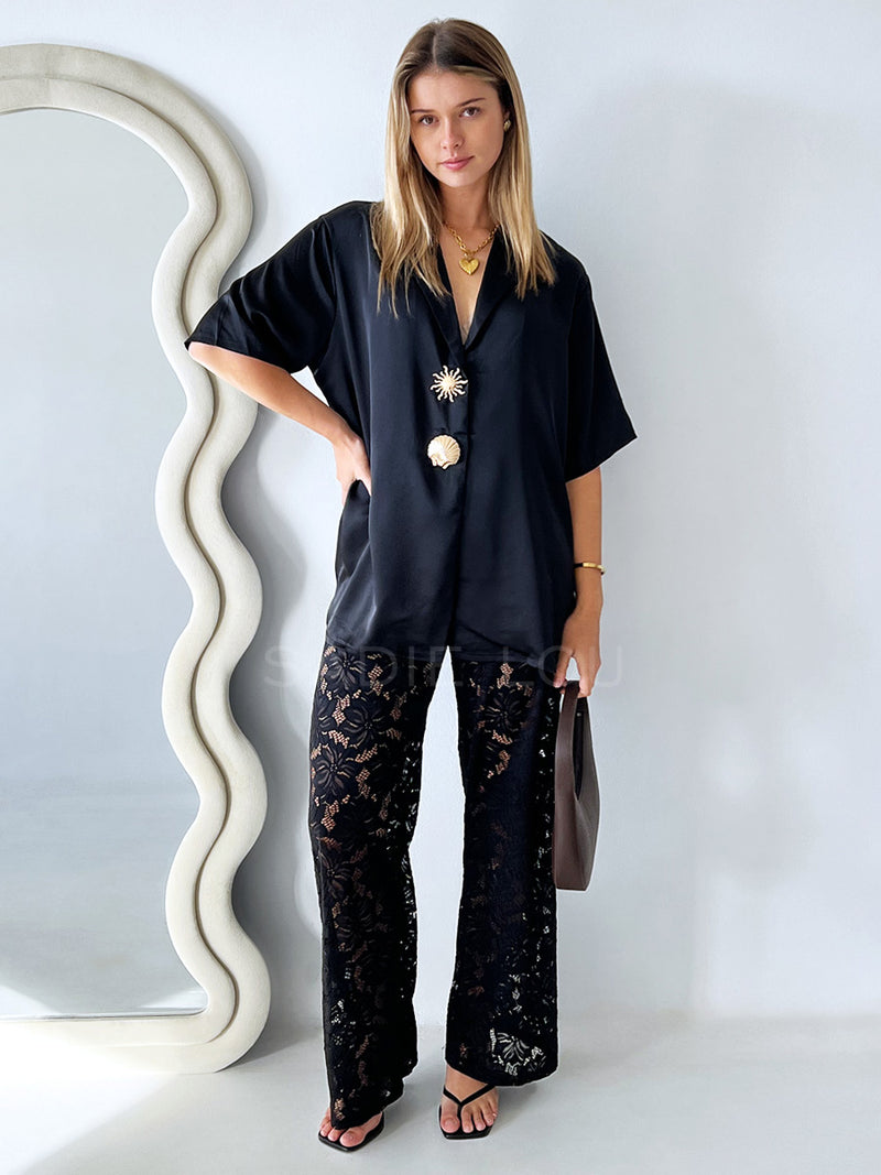 By Frankie / Isla Lace Pant Set - Black