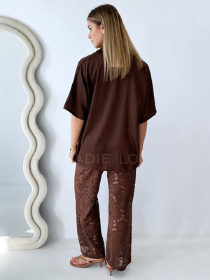 By Frankie / Isla Lace Pant Set - Chocolate