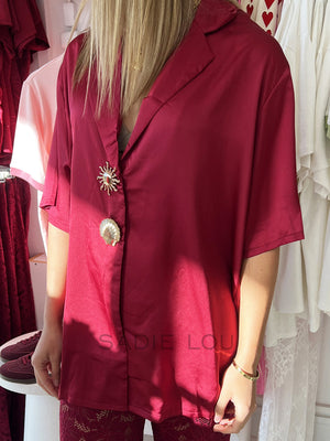 By Frankie / Isla Lace Pant Set - Cherry