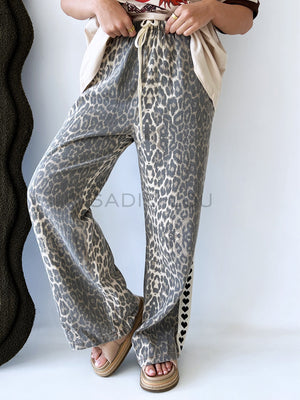 By Frankie / Leopard Racer Black Heart Pant