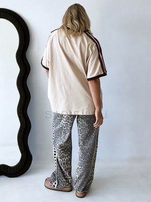 By Frankie / Leopard Racer Black Heart Pant