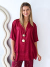By Frankie / Isla Lace Pant Set - Cherry