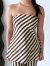 By Frankie / Mocha Stripe Tube Pant Set
