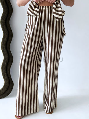 By Frankie / Mocha Stripe Tube Pant Set