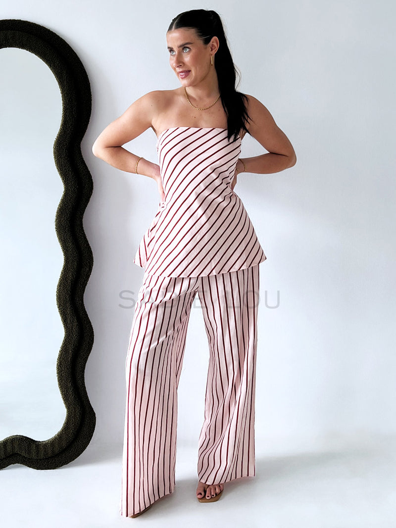 By Frankie / Blush Stripe Tube Pant Set