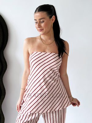 By Frankie / Blush Stripe Tube Pant Set