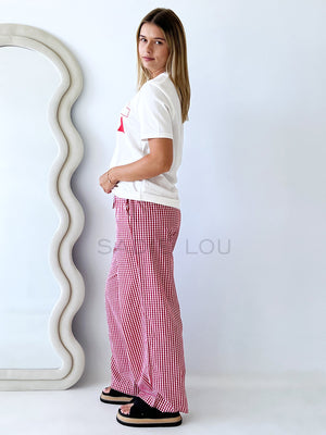 Ruby Gingham Pant - Red