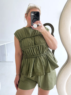 By Frankie / Sahara Breeze Shirred Short Set