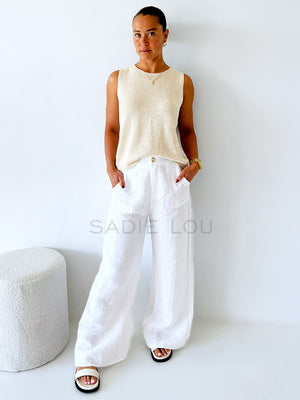 Little Lies // Jude Linen Pant - White