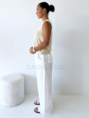 Little Lies // Jude Linen Pant - White