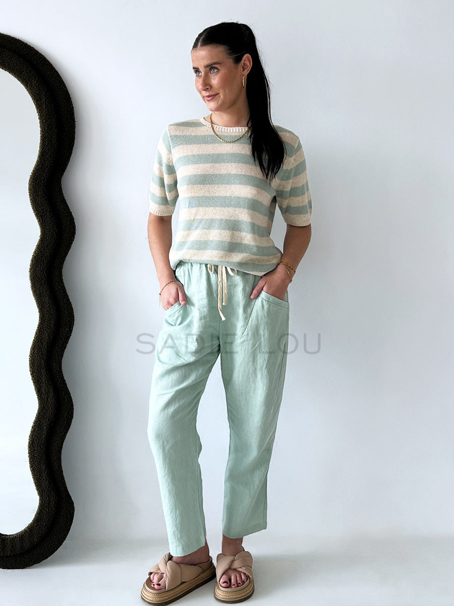 Little lies / Summer Tee - Duck Egg Stripe