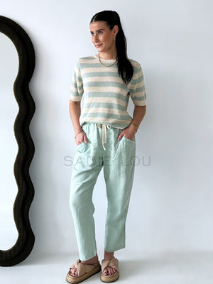 Little Lies / Luxe Linen Pant - Duck Egg