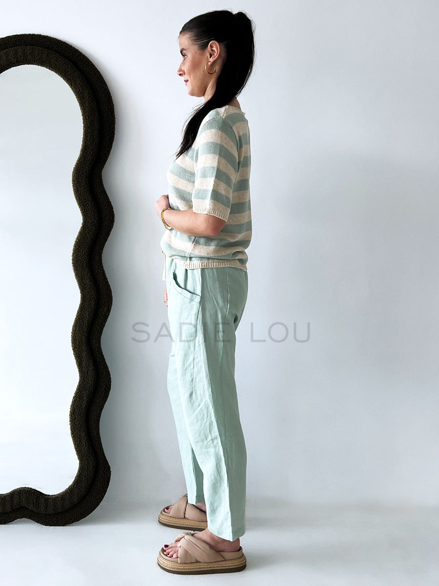 Little lies / Summer Tee - Duck Egg Stripe