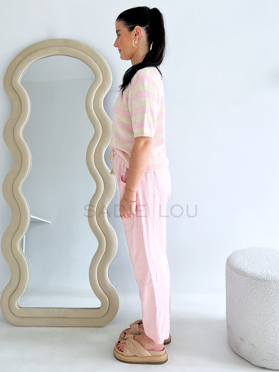 Little Lies / Luxe Linen Pant - Powder Pink
